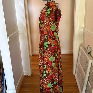 Vintage 1970s Floral Multicolor Maxi Dress